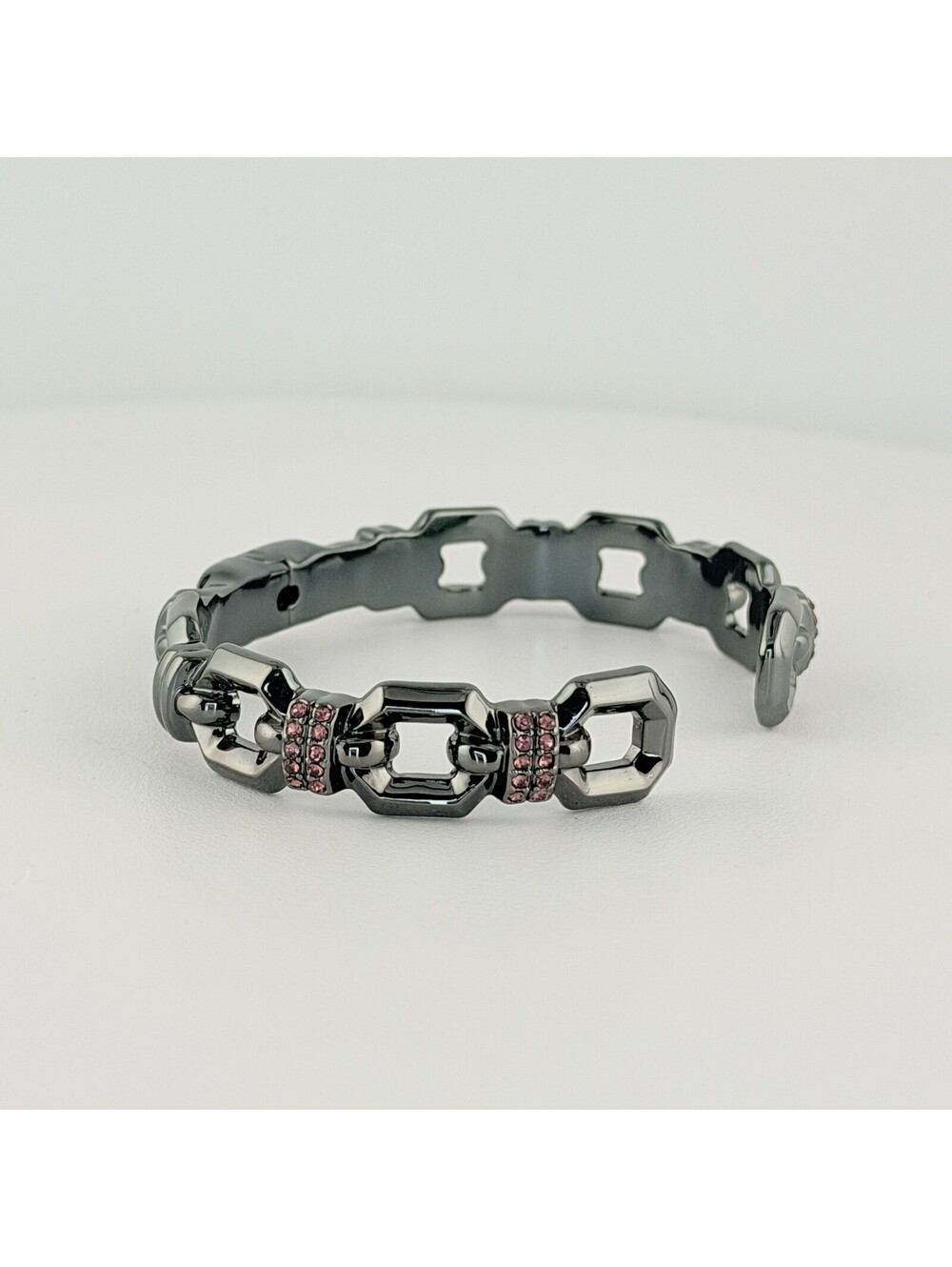 Bomb Party Bracelet - Hinged Linked Cuff on Hematite Plating